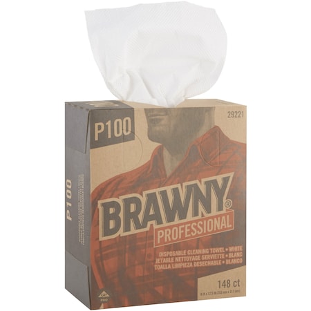 Brawny Cleaning Towel, 148 Sheets/pk, 1/4 Fold, 8"Wx12-1/2"L, WE, PK 20 GPC29221